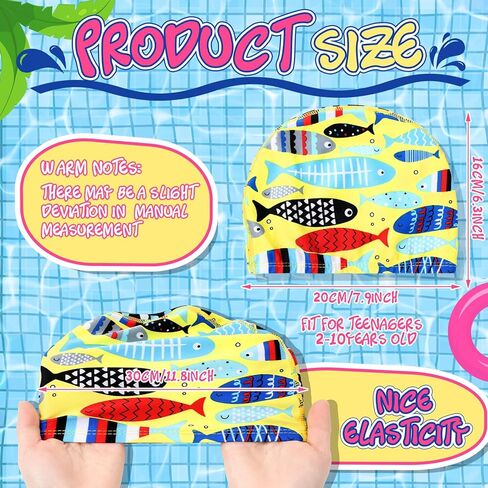 Geyoga 4 Pieces Kids Swim Caps for Boys Girls Age 2-10 Toddler Swimming Hat Nylon Breathable Elastic Children Pool Cap Bathing Cap for Kids Boys Girls in Saudi Arabia