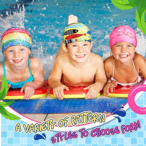 Geyoga 4 Pieces Kids Swim Caps for Boys Girls Age 2-10 Toddler Swimming Hat Nylon Breathable Elastic Children Pool Cap Bathing Cap for Kids Boys Girls in Saudi Arabia
