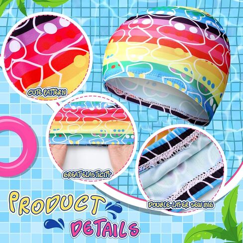 Geyoga 4 Pieces Kids Swim Caps for Boys Girls Age 2-10 Toddler Swimming Hat Nylon Breathable Elastic Children Pool Cap Bathing Cap for Kids Boys Girls in Saudi Arabia