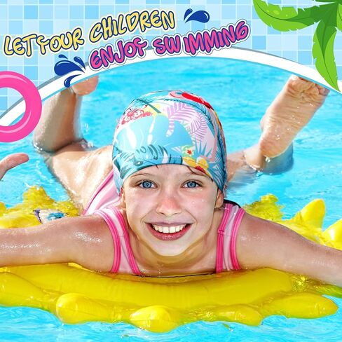 Geyoga 4 Pieces Kids Swim Caps for Boys Girls Age 2-10 Toddler Swimming Hat Nylon Breathable Elastic Children Pool Cap Bathing Cap for Kids Boys Girls in Saudi Arabia