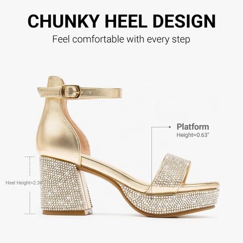 Big Girls High Heels Sandals Round Open Toe Kids Dress Shoes Pageant Flower Girl Shoes Wedding Party Ankle Strap Pumps for Little Big Kids in Kuwait