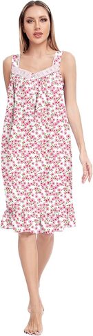 IZZY + TOBY Womens Sleeveless Nightgowns Cotton Night Dress Nightgown Comfy Sleepwear Dress Lightweight Night Gown in Kuwait