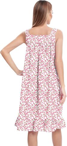 IZZY + TOBY Womens Sleeveless Nightgowns Cotton Night Dress Nightgown Comfy Sleepwear Dress Lightweight Night Gown in Kuwait