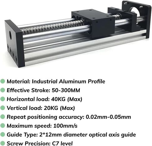 CNC Aluminium Linear Rail Guide Module Stage Sliding Table 80mm Wide Round Guide Platform XYZ Table SFU1204/SFU1605/SFU1610 1Pcs(GGP5080,50mm Stroke SFU1204) in Kuwait