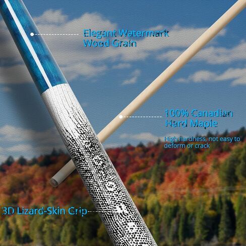 Kmise Professional Low-Deflection Pool Cue Stick, 58'' Canadian Hard Maple Wood Billiard Cue, 13mm Leather Tip, 3D Anti-Slip Grip, Precision Control for Adults/Beginners/Pros in Saudi Arabia