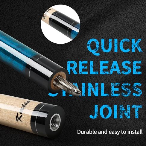 Kmise Professional Low-Deflection Pool Cue Stick, 58'' Canadian Hard Maple Wood Billiard Cue, 13mm Leather Tip, 3D Anti-Slip Grip, Precision Control for Adults/Beginners/Pros in Saudi Arabia