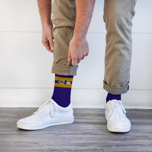For Bare Feet - NFL TMC 2 Stripe Team Logo Youth Size Kids Crew Socks Approx. 4-8 years old in Saudi Arabia