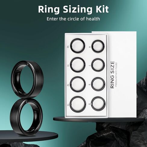 Smart Ring with LED Display Screen, Fitness Tracker Smart Rings for Women Men, Health Ring for iOS & Android, Sleep Tracker Ring Compatible with Heart Rate, SpO2, Sleep, Step (Black, 12) in Saudi Arabia