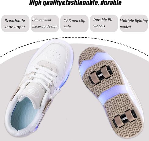 Aikuass LED Roller Skate Shoes for Kids Boys Girls 4 Wheels Wheels Fashion Sneakers ترقية قابلة لإعادة الشحن مع الأضواء وميض الأحذية ذات العجلات للمبتدئين أفضل هدية in Kuwait