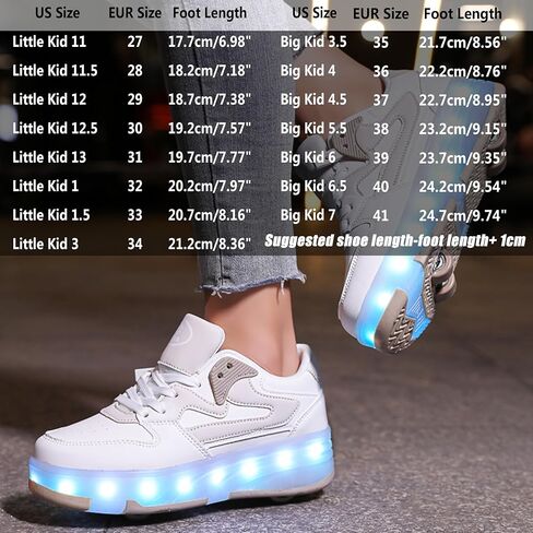 Aikuass LED Roller Skate Shoes for Kids Boys Girls 4 Wheels Wheels Fashion Sneakers ترقية قابلة لإعادة الشحن مع الأضواء وميض الأحذية ذات العجلات للمبتدئين أفضل هدية in Kuwait