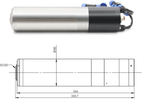 2.2kw water-cooled spindle automatic 110v/220v/380v 24000rpm 400/800Hz 4 pole IS020-15°(4P 800Hz-24000rpm,110v) in Saudi Arabia