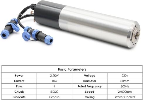 2.2kw water-cooled spindle automatic 110v/220v/380v 24000rpm 400/800Hz 4 pole IS020-15°(4P 800Hz-24000rpm,110v) in Saudi Arabia