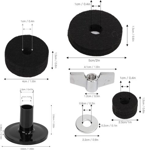 aqxreight Kit Non Slip Felt Pad Set Wing Nuts Stand Sleeves Cymbal Washers Replacement AccessoriesBlack Felt Pad Set Cymbal WashersCymbal Stand D Parts (Gray) in Saudi Arabia