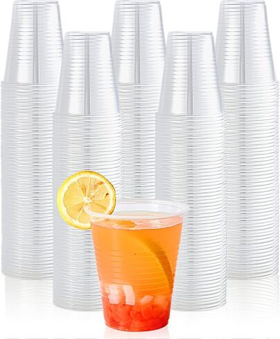 Lilymicky 300 Pack 12 oz Clear Plastic Cups, Cold Disposable Plastic Drinking Cups for Parties, Picnic, BBQ, Travel, and Events in Kuwait