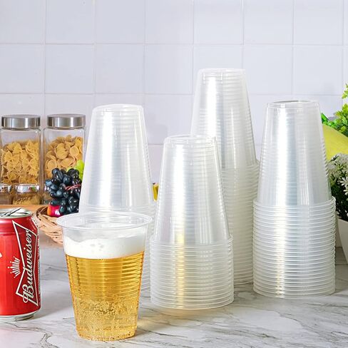 Lilymicky 300 Pack 12 oz Clear Plastic Cups, Cold Disposable Plastic Drinking Cups for Parties, Picnic, BBQ, Travel, and Events in Kuwait