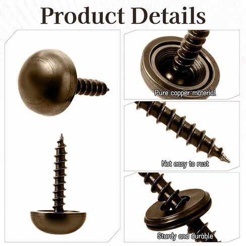 Brass Decorative Screws with Caps Decorative Wood Screw Covers Decoratives Cover Brass Mirror Fixing Screw Cover Fasteners Self-Tapping Upholstery Screws for Wood Furniture Cabinet, 8PCS 15mm in Saudi Arabia