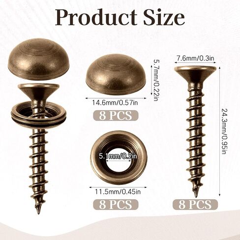 Brass Decorative Screws with Caps Decorative Wood Screw Covers Decoratives Cover Brass Mirror Fixing Screw Cover Fasteners Self-Tapping Upholstery Screws for Wood Furniture Cabinet, 8PCS 15mm in Saudi Arabia