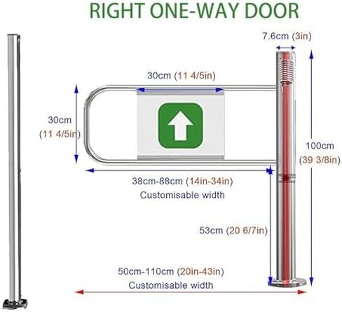 Automatic Rebound Swing Gate - Stainless Steel One-Way Door for Supermarkets, 90° Opening Safety Barrier, Manual Hand-Push Design for Secure Entrances in Saudi Arabia