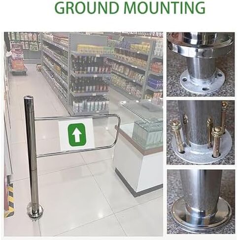 Automatic Rebound Swing Gate - Stainless Steel One-Way Door for Supermarkets, 90° Opening Safety Barrier, Manual Hand-Push Design for Secure Entrances in Saudi Arabia