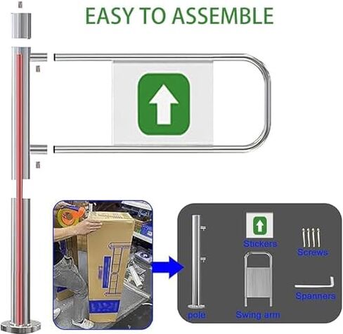 Automatic Rebound Swing Gate - Stainless Steel One-Way Door for Supermarkets, 90° Opening Safety Barrier, Manual Hand-Push Design for Secure Entrances in Saudi Arabia