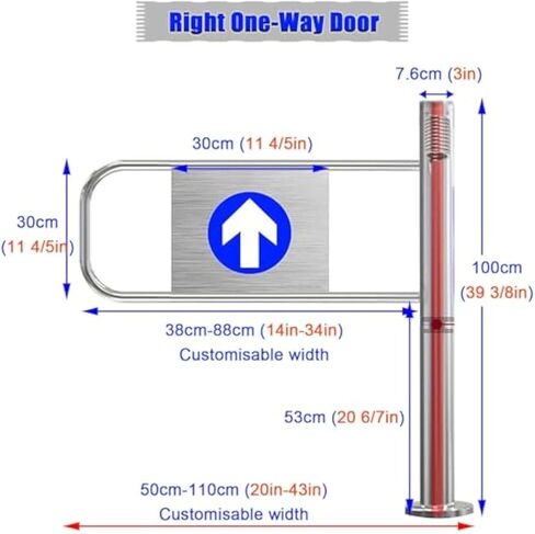 Metal Swing Gate for Supermarket Entrance Security - Spring Loaded, Self-Closing Safety Door for Warehouse, Library, Shop, Industrial Use - Rightdoor 50x100cm in Saudi Arabia