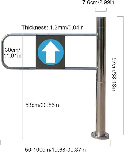 بوابة Safety Swing لمدخل السوبر ماركت ، حاجز معدني 90 درجة ، باب المشاة المحمّل بنابض للمستودعات ، المكتبة وبار المناظر الطبيعية الخلابة (يمين ، 85x97 سم/2.78 × 30 قدمًا) in Saudi Arabia