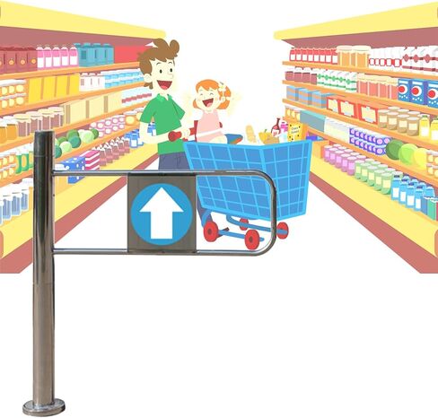 بوابة Safety Swing لمحلات السوبر ماركت-حاجز معدني محمّل بنابض مع فتحة 90 درجة ، باب أحادي الاتجاه للمكتبات والمتاجر ذات المناظر الخلابة (75x97 سم/2.46 × 3.18 قدم) in Kuwait