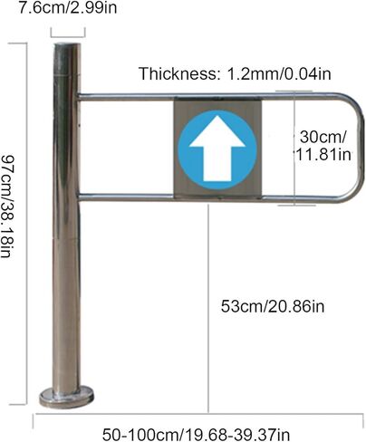 بوابة Safety Swing لمحلات السوبر ماركت-حاجز معدني محمّل بنابض مع فتحة 90 درجة ، باب أحادي الاتجاه للمكتبات والمتاجر ذات المناظر الخلابة (75x97 سم/2.46 × 3.18 قدم) in Kuwait