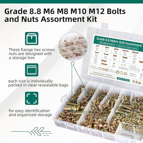 740 PCS Grade 8.8 M6 M8 M10 M12 Procs and Nuts Kit ، طقم تشويش ، مسامير متري من الصلب الشقوق in Saudi Arabia