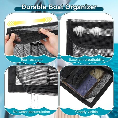 14" X 9.8" Boat Storage Bag with Secure Lid and 2 Open Pockets, Boat Storage Organizer with Strong Adhesive Backing, Perfect for Storing Gloves, Tools, Flashlights, Tackle, Gear in Saudi Arabia