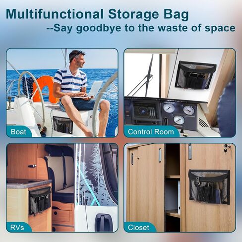 14" X 9.8" Boat Storage Bag with Secure Lid and 2 Open Pockets, Boat Storage Organizer with Strong Adhesive Backing, Perfect for Storing Gloves, Tools, Flashlights, Tackle, Gear in Saudi Arabia