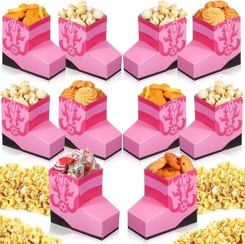 24 PCS Cowboy Cowgirl Boots Fopcorn Boxes Mini Cowboy Boots Shape Flower Boxes Concerpiece for Cowboy Cowgirl Party Party Supplies (Pink) in Saudi Arabia