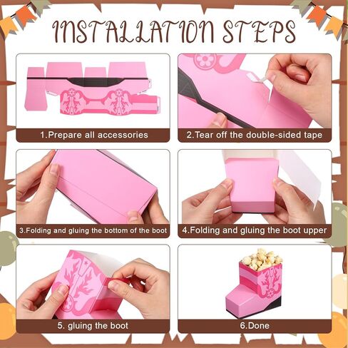 24 PCS Cowboy Cowgirl Boots Fopcorn Boxes Mini Cowboy Boots Shape Flower Boxes Concerpiece for Cowboy Cowgirl Party Party Supplies (Pink) in Saudi Arabia