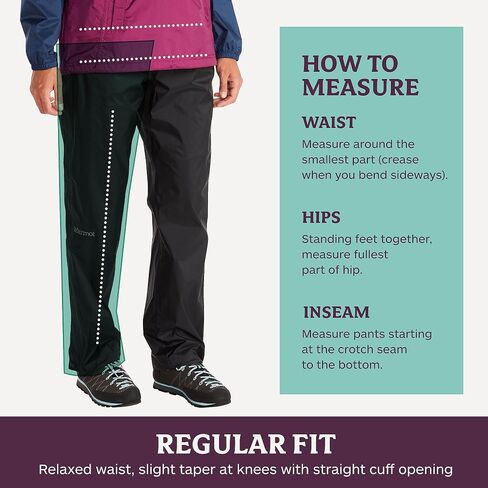 MARMOT Women's PreCip Eco Full Zip Pant | Lightweight, Waterproof Pants for Women, Ideal for Hiking, Jogging, and Camping, 100% Recycled, Black, Small in Kuwait