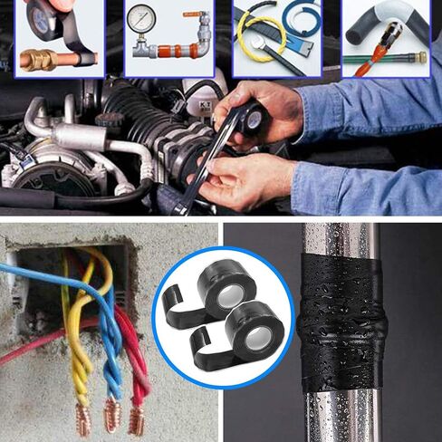 Aventik Edison Silicone Tape Selfing Selfing Telectiped Tape Bracking Brack Wirs Wrappip Epipe and Plumbing Fipe ، غير موصل ، يقاوم درجة الحرارة ، الرطوبة ، الغبار (أبيض) in Saudi Arabia