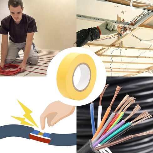 Yellow Colored Electrical Tape 2 Rolls – Waterproof & Heat Resistant Insulation Electric Tape for Wiring, Automotive, Repair & DIY Projects (0.75 Inch x 65 Ft Each) in Kuwait