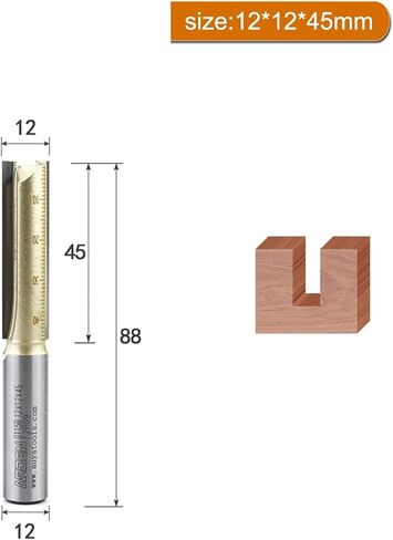 Arden Metric Shank 6mm 12mm جهاز التوجيه المستقيم Carbide 2 Flute Ender End Straight Mill Mill Tool Cutter Milling Milling (12x12x45) in Saudi Arabia