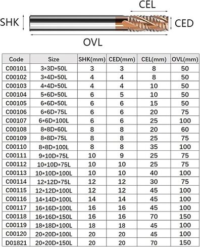 VSHARP الخشن الطاحونة الطاحونة 4-12mm 4 الناي CNC جهاز التوجيه بتات حلزوني بتات TICN TICN HRC 55 CARBIDE MILLING SOND (6.0x15x50L) in Saudi Arabia