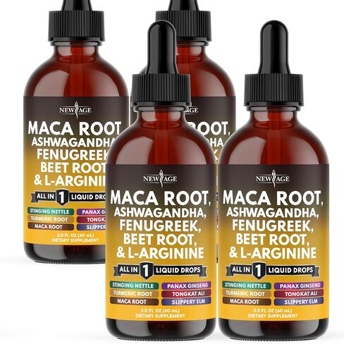 قطرات سائل جذر ماكا العضوي مع أشواغاندا ، القراص ، الحلبة ، جذر البنجر و L -Arginine Multivitamin للنساء والرجال - 4 أوقية in Saudi Arabia