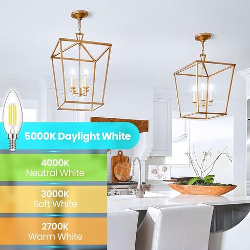 GGOYING LED Chandelier Light Bulbs 40W Equivalent, 500LM E12 Candle Base, 4W B11 Filament Candelabra Bulb Daylight White 5000K, Clear Glass Non-Dimmable, 5 Pack in Kuwait