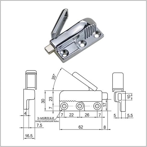 قفل مع Spring Press Press Platch القابلة للسحب لبناء آلات Windows Zinc Alloy Locks 1PCs (Chrome Flash R) in Saudi Arabia