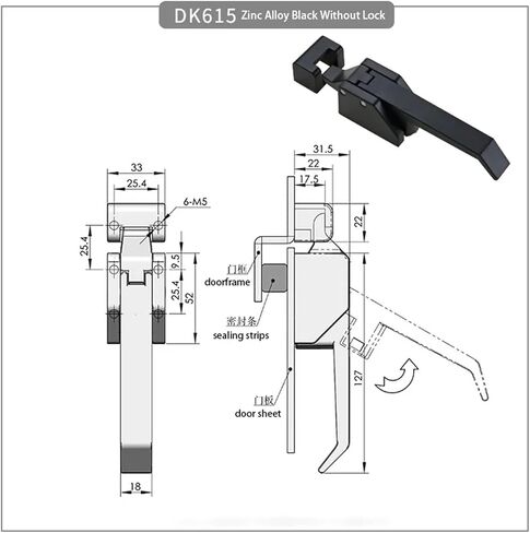 سبيكة الزنك أو الفولاذ المقاوم للصدأ على نطاق واسع على الطراز الفراغ الصناعي الضيق مقبض الباب مغلق 1pcs (مكشوفة غير مؤمّن) in Kuwait