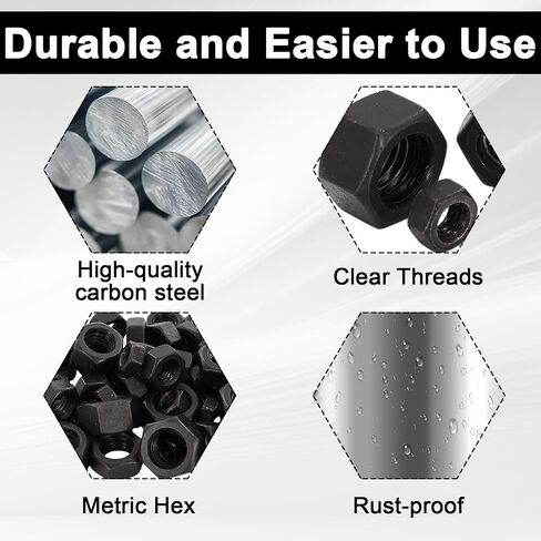 100 Hex Nuts Carbon Steel ، Locknuts ، Nut Oxide Hexagon ، خيوط صافية ، مناسبة لصناعة البناء ، الطاقة الجديدة ، البتروكيماويات ، بناء السفن ، إلخ (M6 ، M8 ، M10 ، M12) in Saudi Arabia