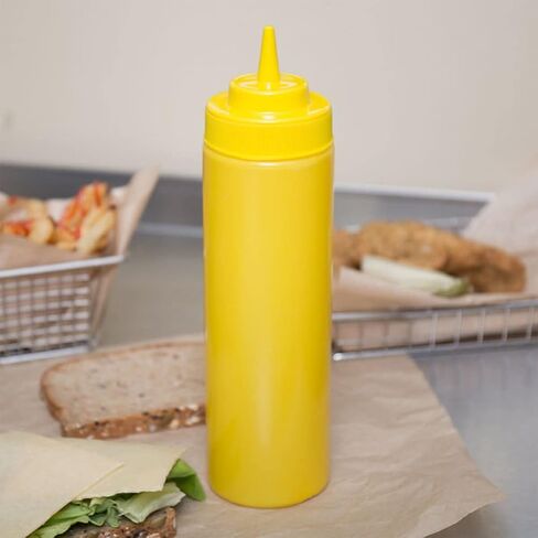 TrueCraftware-Set of 6 Squeeze Condiment Wide Mouth Dispensing Bottles 32 oz Clear- Plastic Squeeze Bottle For Sauces Spreads Ketchup Mustard Mayo Hot sauces and Olive oil in Saudi Arabia