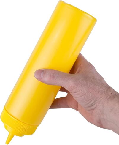 TrueCraftware-Set of 6 Squeeze Condiment Wide Mouth Dispensing Bottles 32 oz Clear- Plastic Squeeze Bottle For Sauces Spreads Ketchup Mustard Mayo Hot sauces and Olive oil in Saudi Arabia