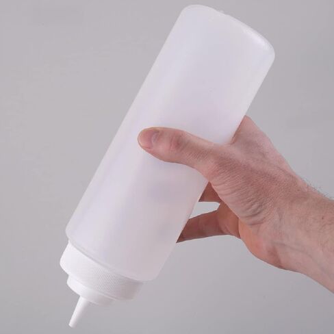 TrueCraftware-Set of 6 Squeeze Condiment Wide Mouth Dispensing Bottles 32 oz Clear- Plastic Squeeze Bottle For Sauces Spreads Ketchup Mustard Mayo Hot sauces and Olive oil in Saudi Arabia
