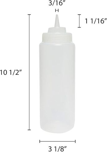 TrueCraftware-Set of 6 Squeeze Condiment Wide Mouth Dispensing Bottles 32 oz Clear- Plastic Squeeze Bottle For Sauces Spreads Ketchup Mustard Mayo Hot sauces and Olive oil in Saudi Arabia