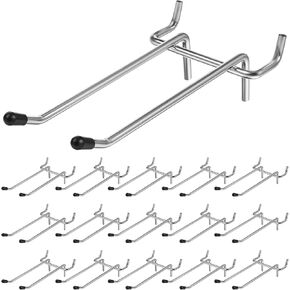 16 PCS PEG Hooks for Pegboard ، خطافات Pegboard 4 بوصة ، خطافات مزدوجة Pegboard تناسب 1/4 "ثقوب pegboard ، أوتاد pegboard الثقيلة مع ترويد المطاط الأسود ، ملحقات منظم لوح الوتر للجراج in Kuwait