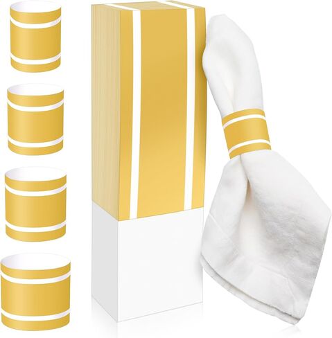 200Pcs Upgrade Lengthened Paper Napkin Band,Napkin Ring Self Adhesive, Silverware Wraps Bands Bulk for Rolling Silverware Table Setup Wedding Event Party Supply (Gold, Large) in Saudi Arabia