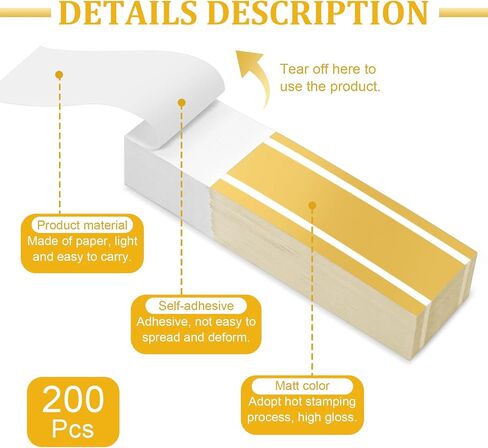 200Pcs Upgrade Lengthened Paper Napkin Band,Napkin Ring Self Adhesive, Silverware Wraps Bands Bulk for Rolling Silverware Table Setup Wedding Event Party Supply (Gold, Large) in Saudi Arabia